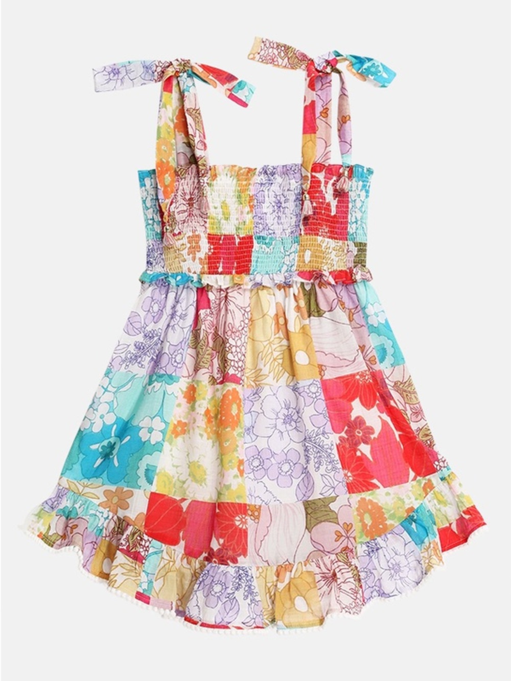 Zimmermann Kids Bells Shirred Tie Dress in Multi Floral‎ Size 10